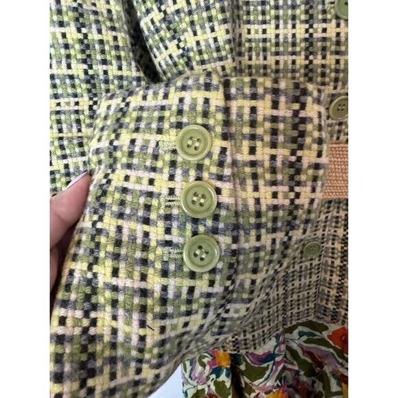Green Plaid Theory Blazer Jacket Coat Wool Angora Blend Womens Sz 10 Tweed - Picture 15 of 16